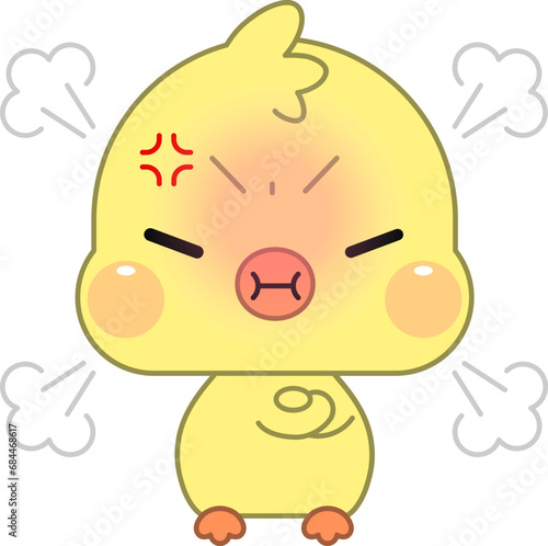 A Cute Cartoon Duck Standing with His Arms Crossed. Extremely Angry, and Steaming Smoke from His Head.
