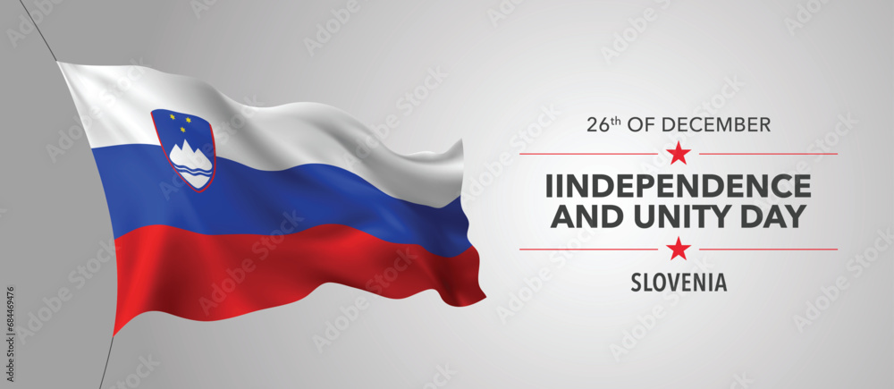 Slovenia happy independence and unity day greeting card, banner with template text vector illustration Slovenia happy independence and unity day greeting card, banner with template text vector illustration