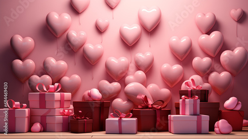 3d cartoon simple seamless valentines day themed, generative ai © Narong