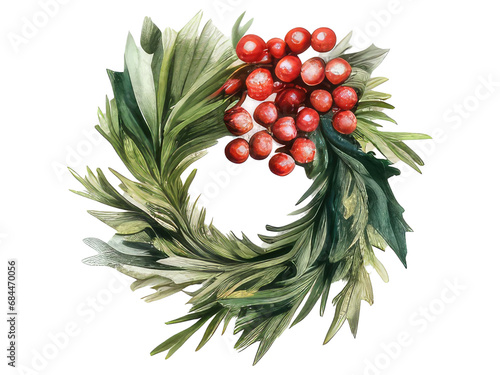 watercolor wreath flower illustration christmas decoration clipart