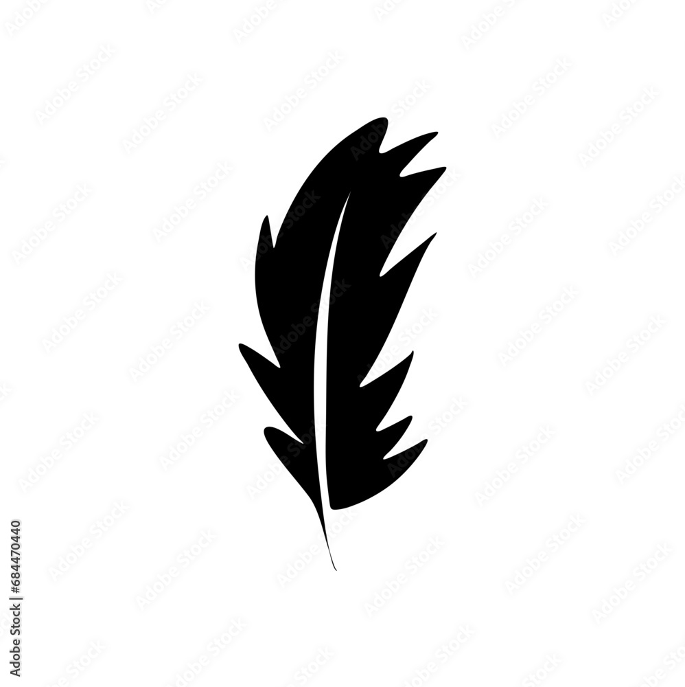 Feather, antique pen black vector icon