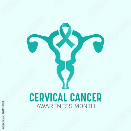 Cervical cancer awareness month is observed every year in january. January is cervical cancer awareness month. Vector template for banner, greeting card, poster with background. Vector illustration.