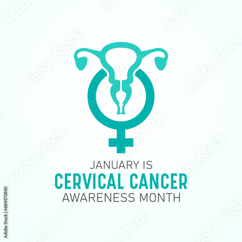 Cervical cancer awareness month is observed every year in january. January is cervical cancer awareness month. Vector template for banner, greeting card, poster with background. Vector illustration.