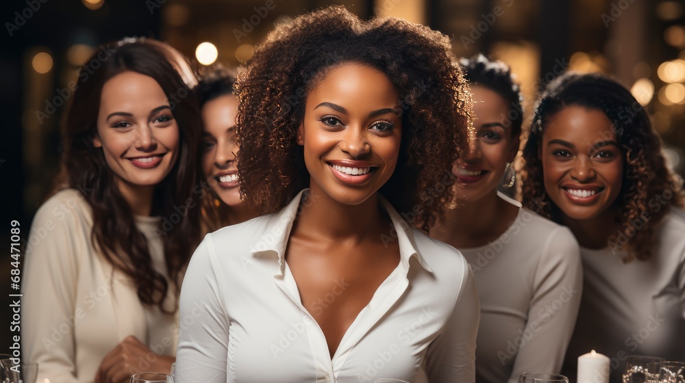 Fototapeta premium Happy Office Team On Christmas Party , Background HD, Illustrations