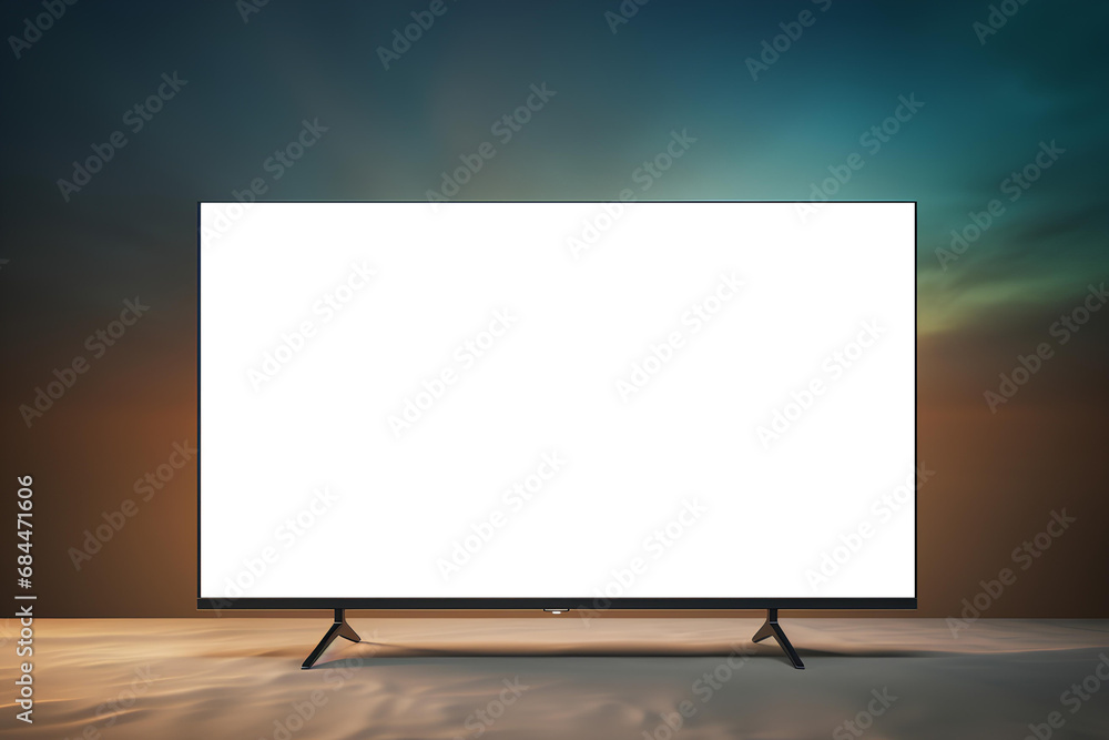 empty Flat screen TV , mock up, high resolution photography generated by AI empty Flat screen TV , mock up, high resolution photography generated by AI