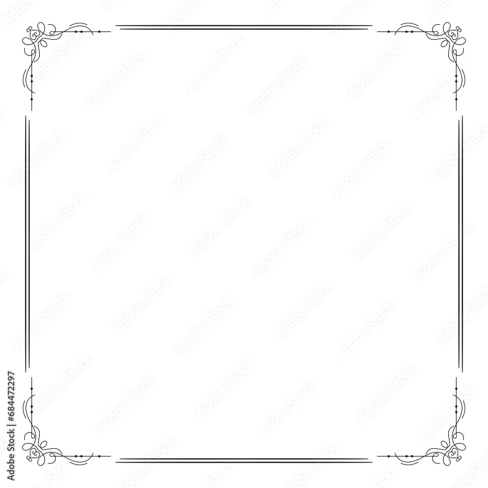 Fototapeta premium Decorative square frame. Square frame vector illustration. Suitable for wedding invitation, aesthetic decoration, social media post, banner, promotion, advertising, etc.