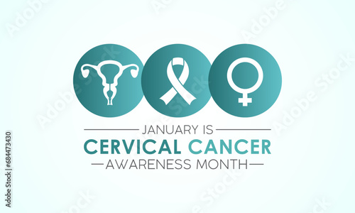 Cervical cancer awareness month is observed every year in january. January is cervical cancer awareness month. Vector template for banner, greeting card, poster with background. Vector illustration.