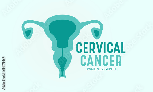 Cervical cancer awareness month is observed every year in january. January is cervical cancer awareness month. Vector template for banner, greeting card, poster with background. Vector illustration. photo