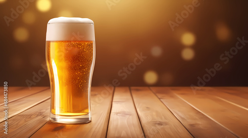  Fresh cold beer on wooden floor on gold background,PPT background 