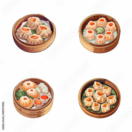 set of dimsum vector illustrations