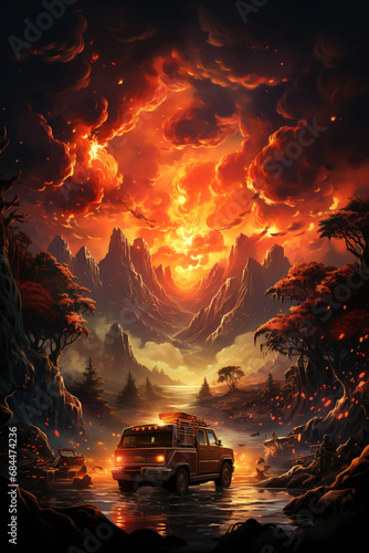 Fire cartoon poster