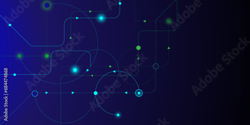 Abstract point and circle lines connection with hexagon shapes.  social networking. Big data visualization, communication technology background design.