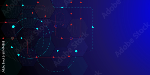 Vectors Abstracts connect dots and lines with hexagons background. Big data visualization, global network connection and digital communication technology .