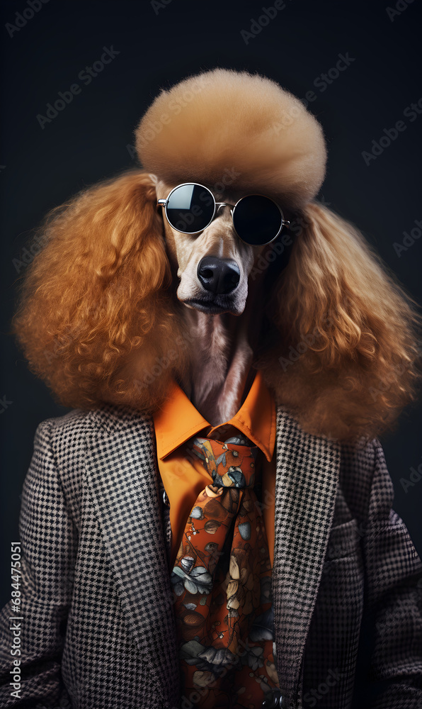 portrait of fox dressed in trendy urban clothes, confident. Fashion portrait of an anthropomorphic animal, posing with a charismatic human attitude portrait of fox dressed in trendy urban clothes, confident. Fashion portrait of an anthropomorphic animal, posing with a charismatic human attitude