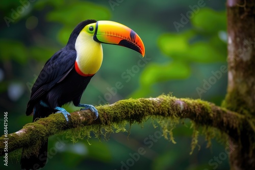 Toucan sitting on a branch in the rainforest. Generative AI © Lubos Chlubny