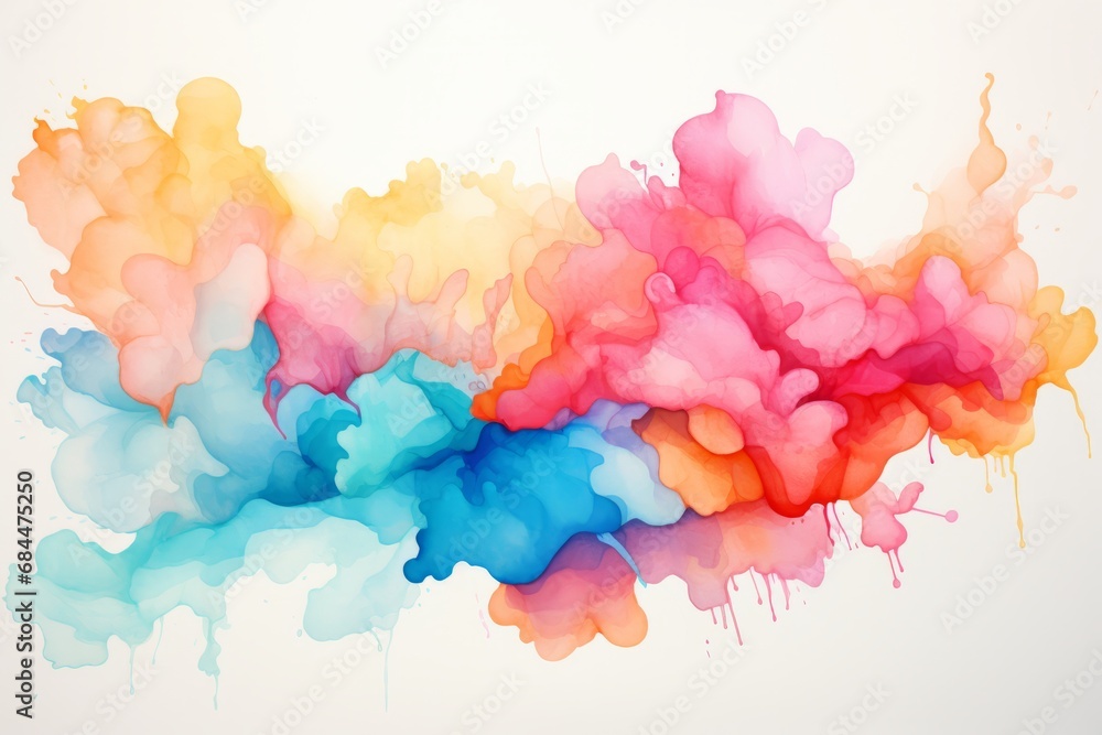 Watercolor colorful blot isolated on white background. AI generative