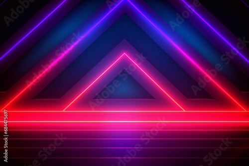 Geometric abstract background with neon effect.