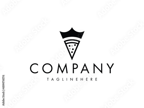 pizza king crown food logo design
