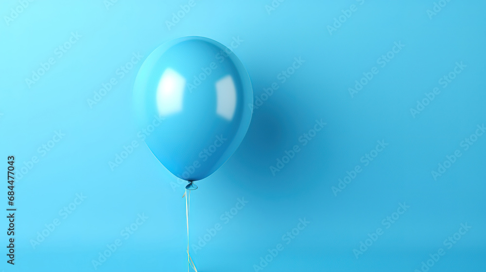 Blue monday balloon on a blue background, Bright color. Generative Ai