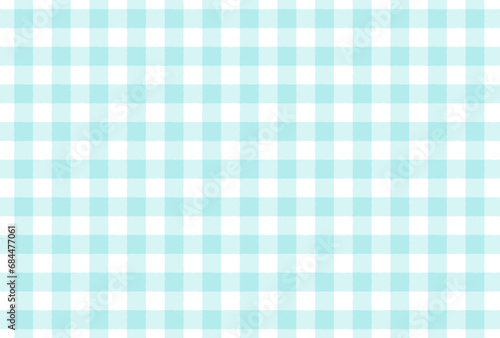手描きの水色のギンガムチェック柄のパターン - かわいいパステルカラーの背景素材 -16:9
