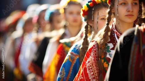 Parade in national costumes of the world
