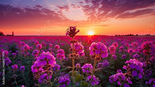 Blooming phacelia flowers purple field