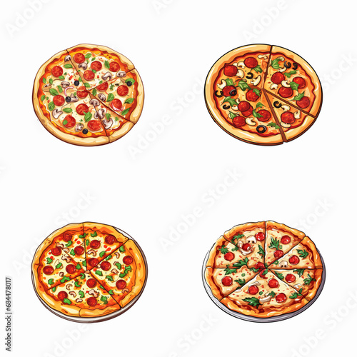 set of pizza vector illustrations