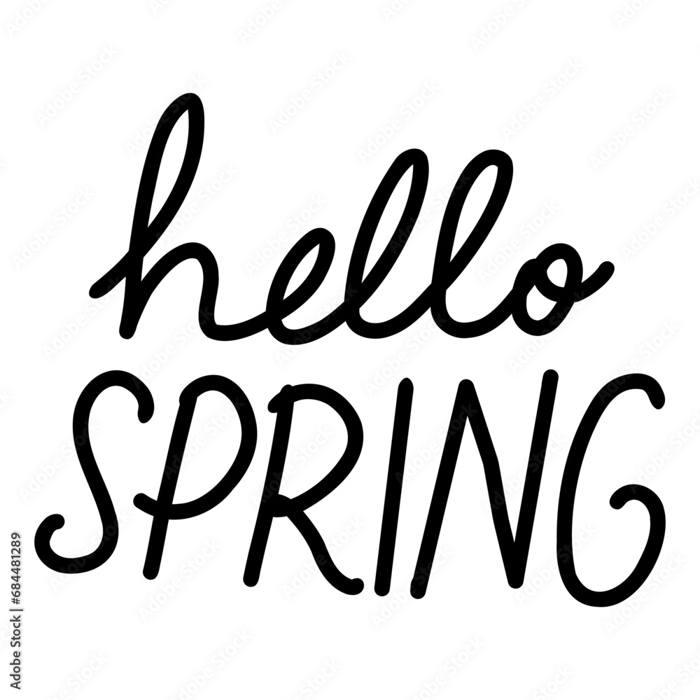 Hand drawn of hello spring text writing, vector illustration art. Hand drawn of hello spring text writing, vector illustration art.