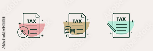 TAX thin line icons. Vector illustration