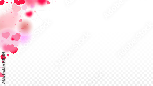 Hearts Confetti Falling Background. St. Valentine's Day pattern. Romantic Scattered Hearts Design Element. Love. Sweet Moment. Gift. Cute Element of Design for Sales or Celebration.