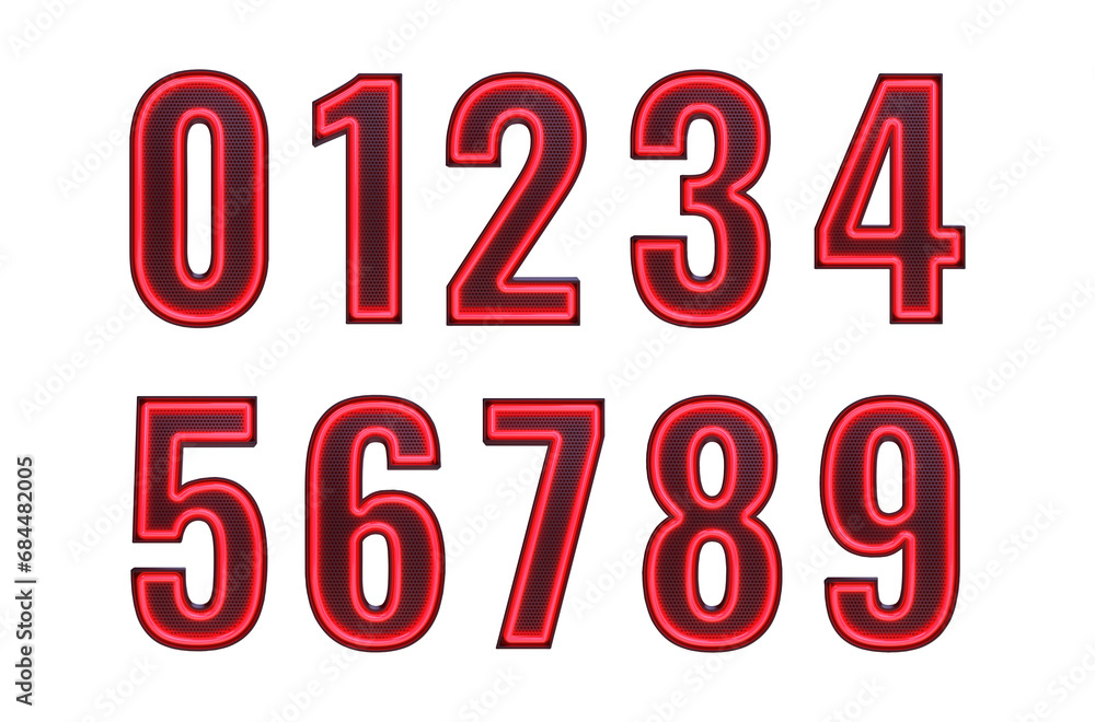 Alphabet. Neon retro 3d numbers isolated on a transparent background. Png. 3d illustration. Alphabet. Neon retro 3d numbers isolated on a transparent background. Png. 3d illustration.
