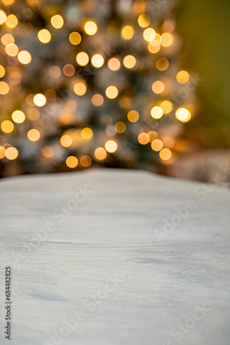 Wallpaper Mural Vintage wooden table wit Christmas bokeh lights. Torontodigital.ca