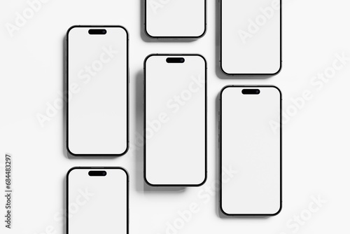 Iphone 15 and 15 Pro and 15 Pro Max White Blank 3D Rendering Mockup
