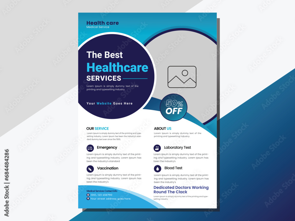 Medical and health care Flyer design template collection and Creative health business promotion banner for hospital clinic doctor and dentist marketing ads banner template .