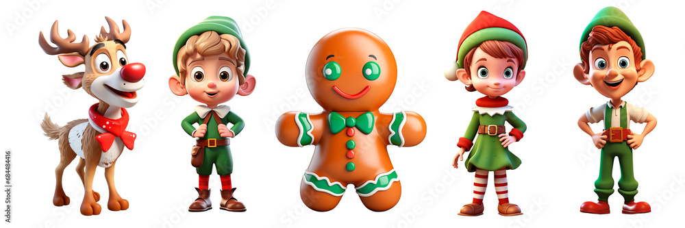 set of Christmas personage png 3d Isolated on transparent background. Christmas tree clipart. Cartoon Santa Claus, Elf, Girl,Boy for greeting card, banner,invitation,flyer,stickers. New Year set of Christmas personage png 3d Isolated on transparent background. Christmas tree clipart. Cartoon Santa Claus, Elf, Girl,Boy for greeting card, banner,invitation,flyer,stickers. New Year