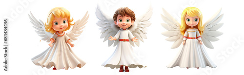 set of Christmas angel png 3d Isolated on transparent background. Christmas element for greeting card, banner,invitation,flyer,stickers. New Year and Christmas kids symbol. High quality photo