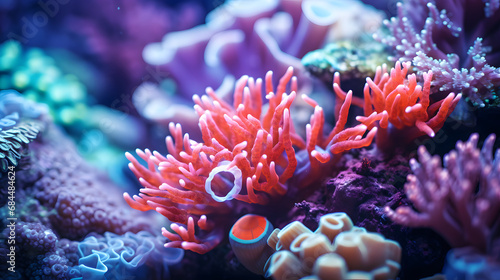 coral reef macro   texture  abstract marine ecosystem background on a coral reef. generative ai.