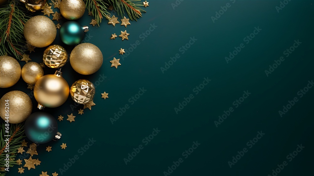 Golden christmas ball on the solid background with copyspace area. Golden christmas ball on the solid background with copyspace area.