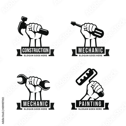 Builder construction logo set design vector illustration