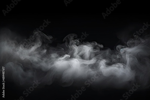 Ethereal elegance. Captivating display of delicate white smoke waves on dark background creating and elegant atmosphere perfect for adding touch of magic to design projects photo