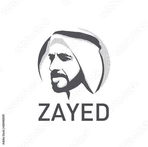 Zayed portrait. Vector illustration. 