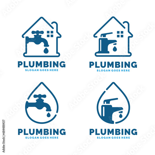 Plumbing logo set design vector illustration