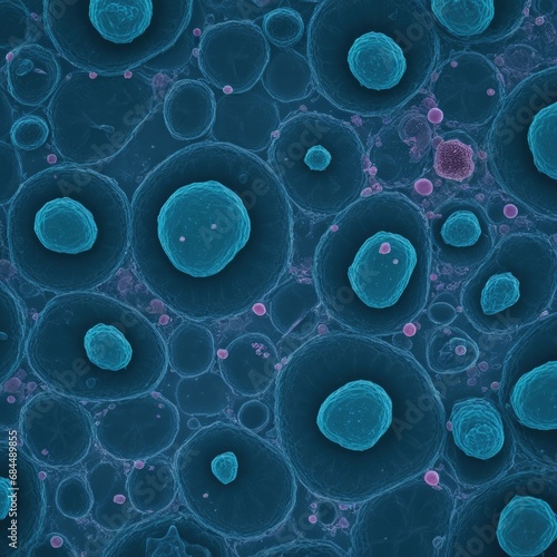 Abstract illustration of cells of cancer under microscope