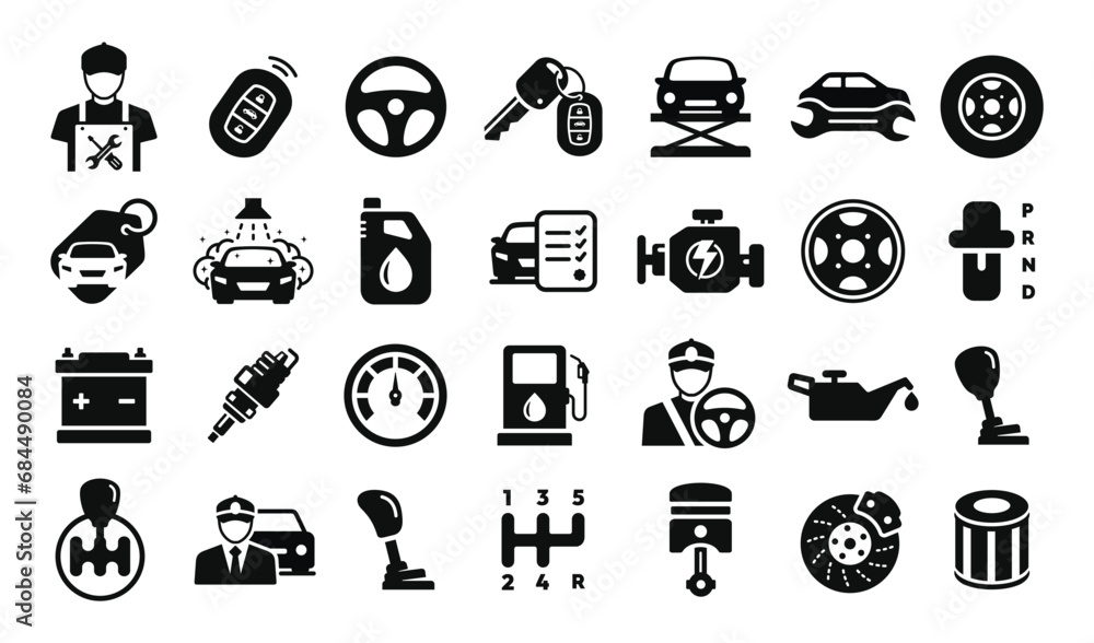 Automotive icon set vector isolated on white background. Car service icon set Automotive icon set vector isolated on white background. Car service icon set
