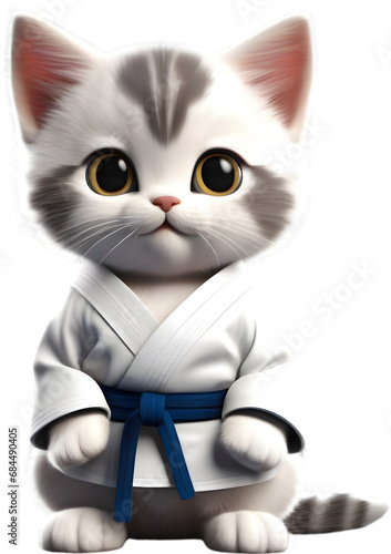 Cute Karate Kitten character design.  photo