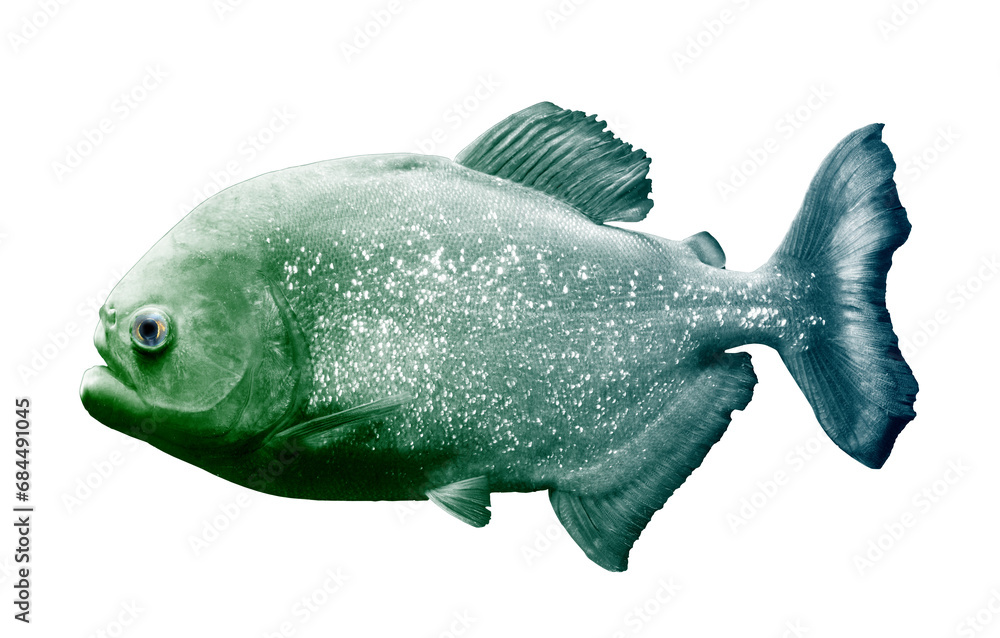 Side view of a pirahna isolated on white