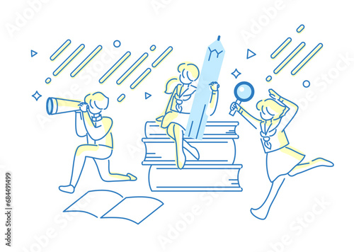 素材: 学習_調べる_チームワーク