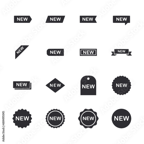 Set of badges and labels icon for web app simple silhouettes flat design