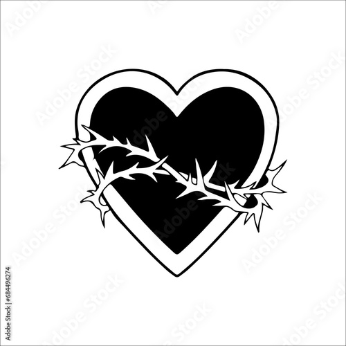 vector illustration of heart with thorns