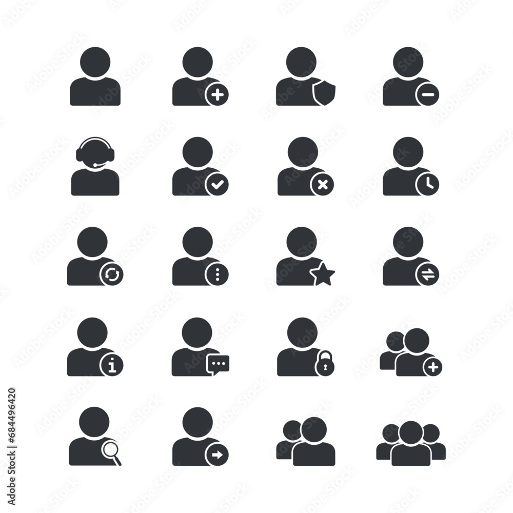 Users and Avatars Vector Icons. Teamwork and Businessman symbols. Icon set includes user, person, group, and team icons vector. Users and Avatars Vector Icons. Teamwork and Businessman symbols. Icon set includes user, person, group, and team icons vector.